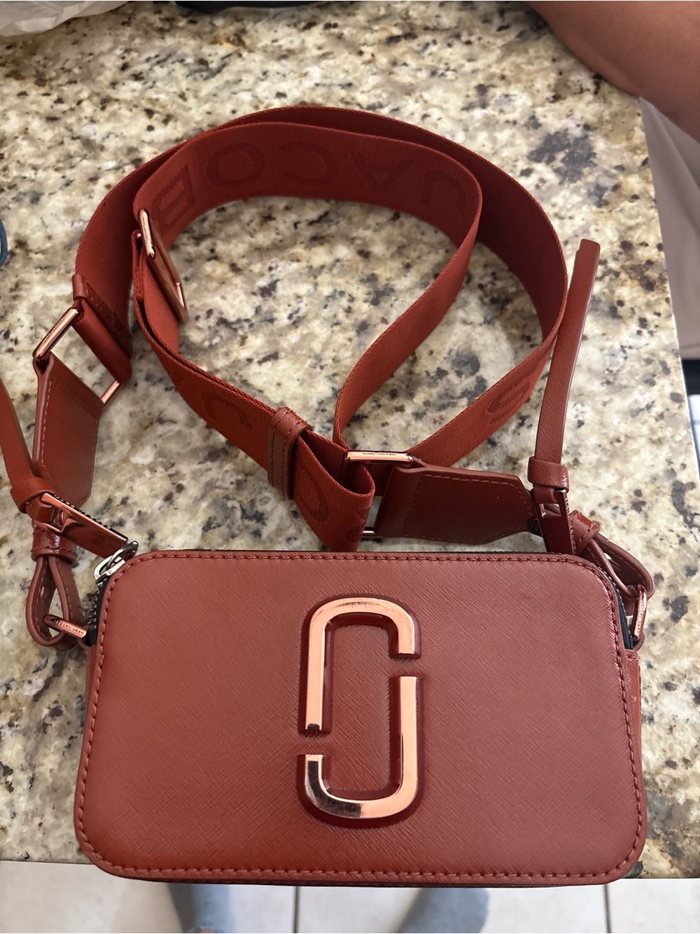 Marc Jacobs Snapshot leather crossbody in rust